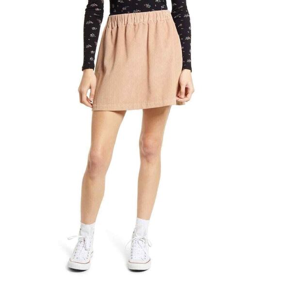 BP. Women's Elastic Waist Pull On Corduroy Mini Skirt in Tan Nougat Small $49 - Picture 1 of 2